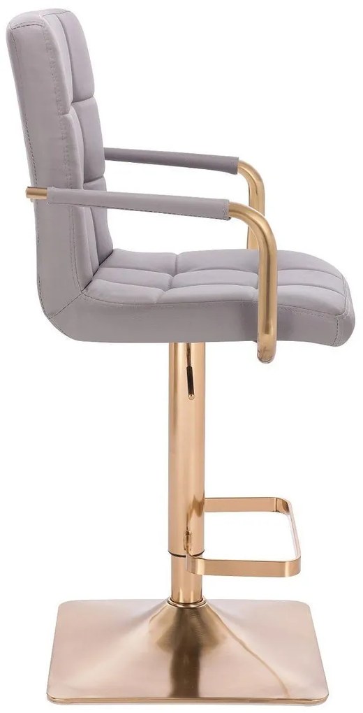LuxuryForm DESIGN Barová stolička VERONA GOLD na zlatej hranatej základni - šedá