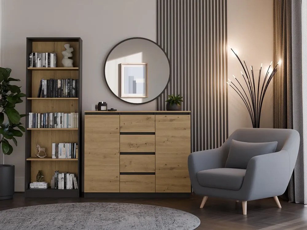 Komoda 2D4S 120 cm dub artisan/antracit