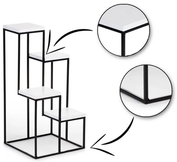 Stojan na kvety KASKADA 70x34 čierna/biela