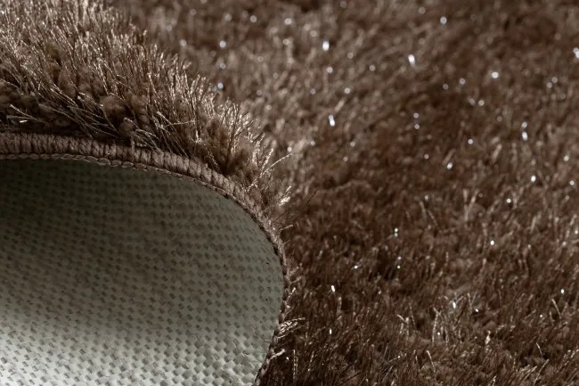 Kúpeľňový koberček SYNERGY glamour / lurex, hnedý kruh