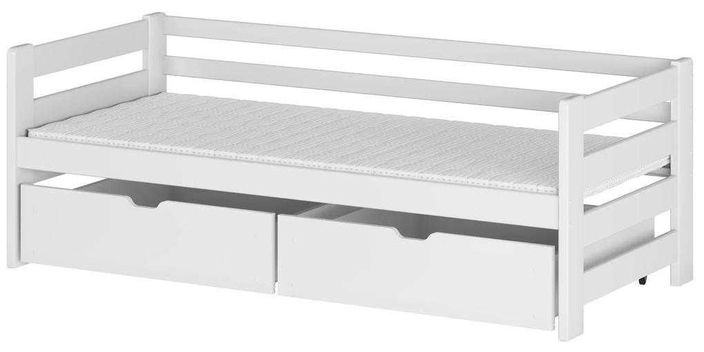 Detská posteľ 80 x 180 cm Erin (s roštom a úl. priestorom) (biela). Vlastná spoľahlivá doprava až k Vám domov. 1012797
