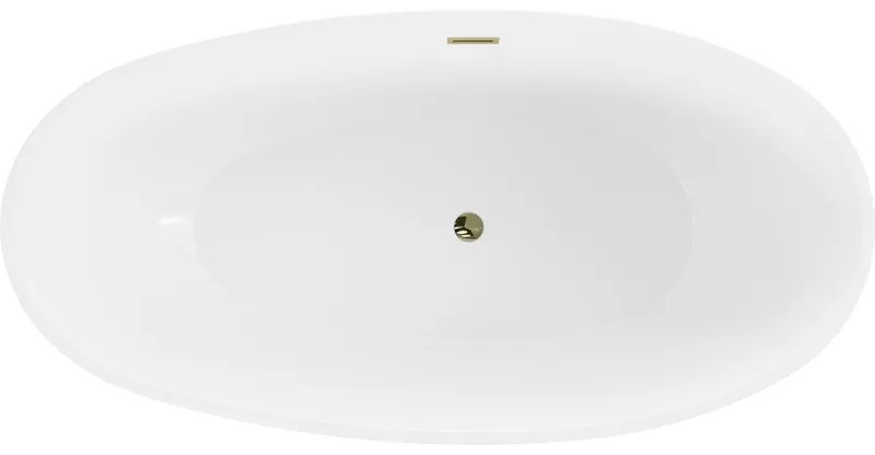 Mexen Bilbao, voľne stojaca vaňa 180 x 90 cm, biela-čierna, zlatý lesklý prepad, 51311809075-50