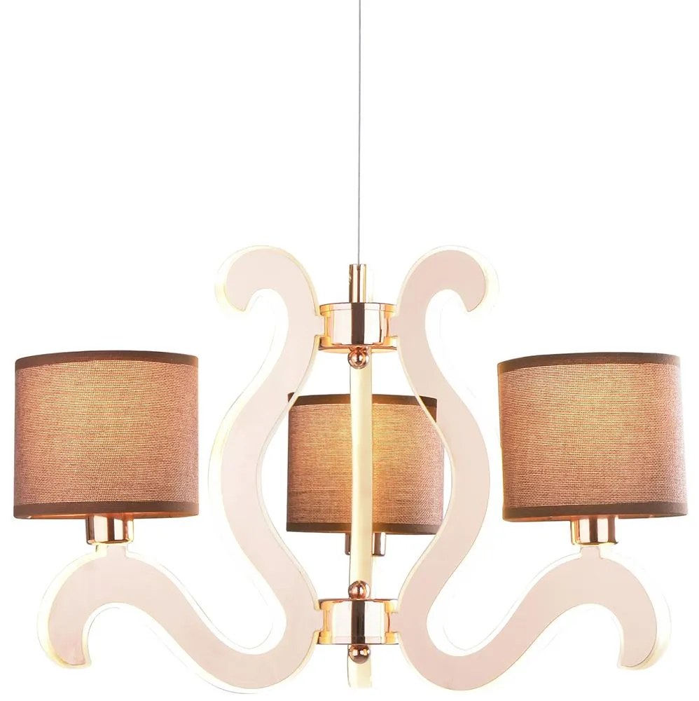 LED Luster na lanku AMBROSIA 3xE14/40W/230V + LED/18,4W medená