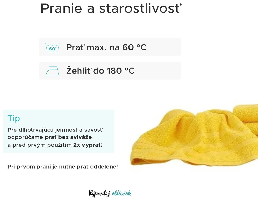 Uterák LINEA 50x100 cm žltý, 100% bavlna