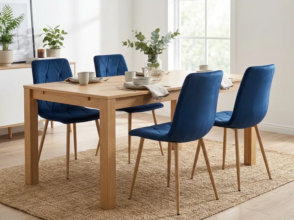 Modrá zamatová jedálenská stolička LIBRA