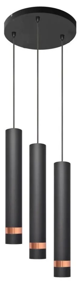 LED Luster na lanku TUBA 3xGU10/4,8W/230V čierna/medená