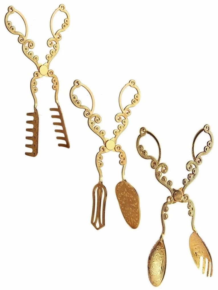 Súprava 3 ks kuchynských klieští GOLDIE zlatá