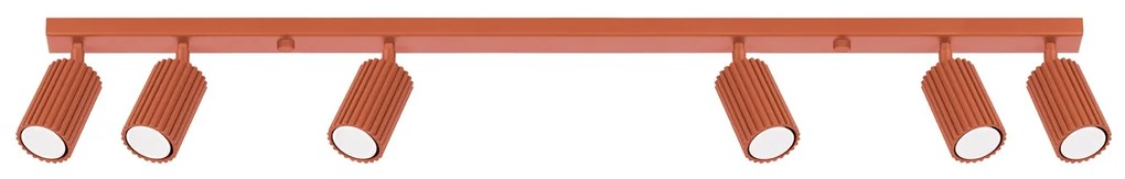 Bodové svietidlo Karbon, 6x okrovo červené kovové tienidlo, (možnosť polohovania)