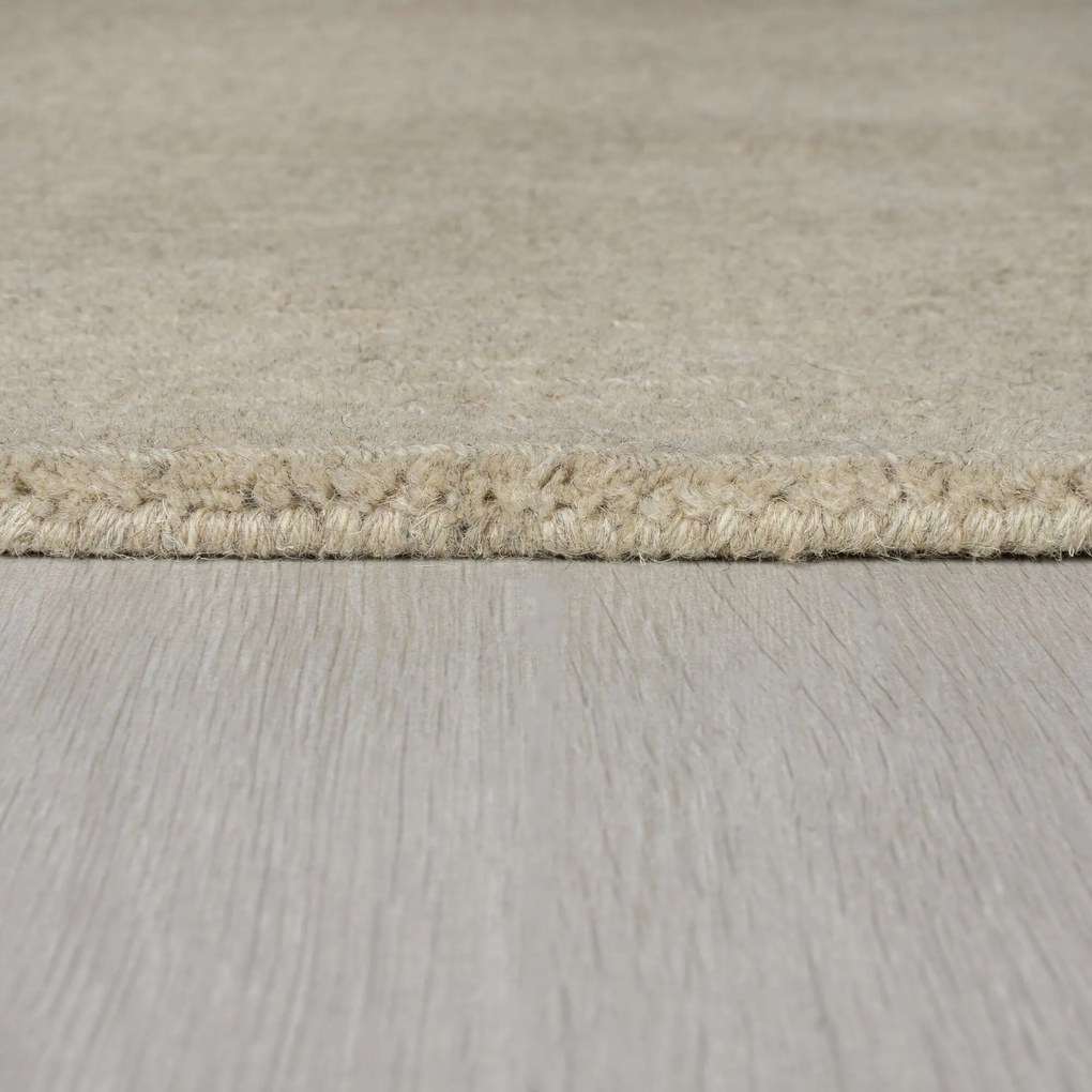 Flair Rugs, Kusový ručne tkaný koberec Tuscany Textured Wool Border Natural, 160x230, béžová, obývacia izba