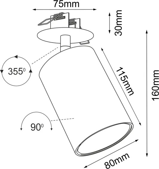 Brosline 3256 - Podhľadové bodové svietidlo ACE 1xGU10/10W/230V čierne