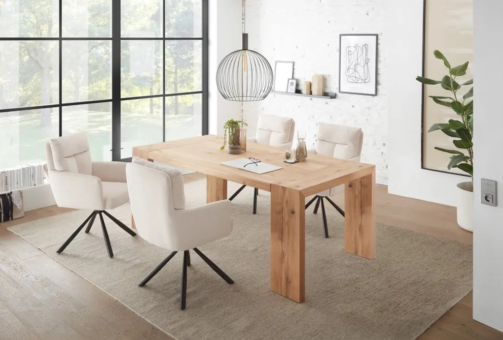 Otočná jedálenská stolička Sofia, svetlo béžová štruktúrovaná látka