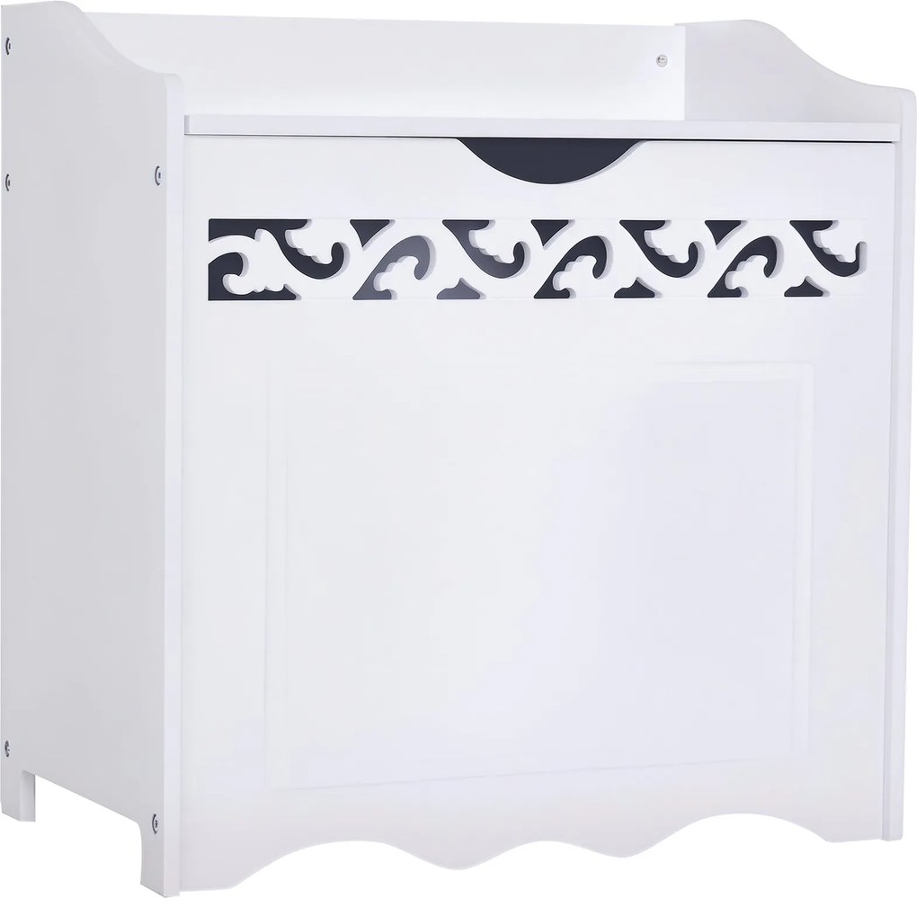 HOMCOM Kúpeľňový Drevený Kabinet, Úložný Kabinet do Spálne, Obývacej Izby, 55L x 34W x 58H cm, Biela | Aosom