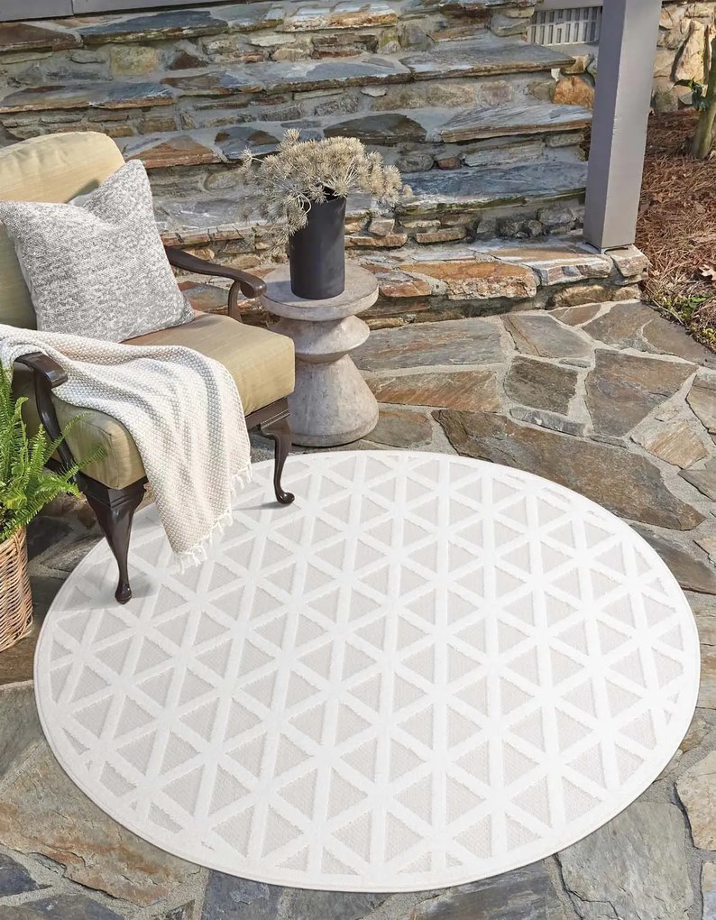 Dekorstudio Okrúhly terasový koberec SANTORINI - 446 krémový Priemer koberca: 120cm