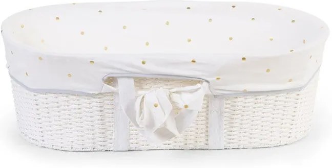 Bighome - Poťah do košíka na bábätko Gold Dots - biela