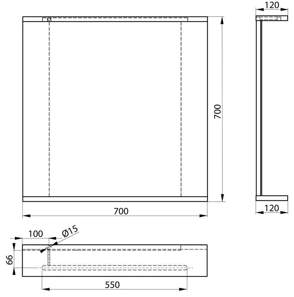 Aqualine, KORIN STRIP zrkadlo s LED osvetlením 70x70x12cm, KO380S