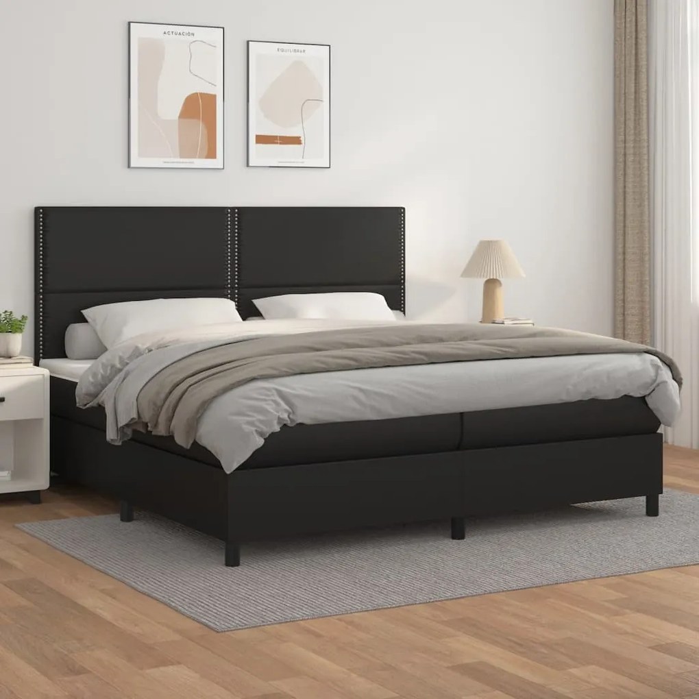 Boxspring posteľ s matracom čierna 200x200 cm umelá koža 3142803