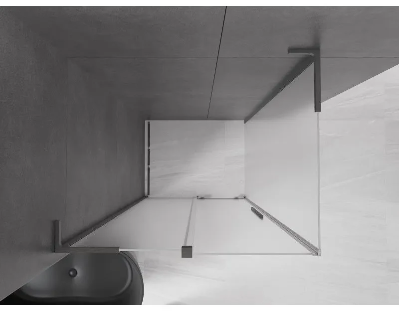 Mexen Velar L, sprchový kút s posuvnými dverami 100 x 90 cm, 8mm sklo námraza, grafit brúsený, 871-100-090-33-66