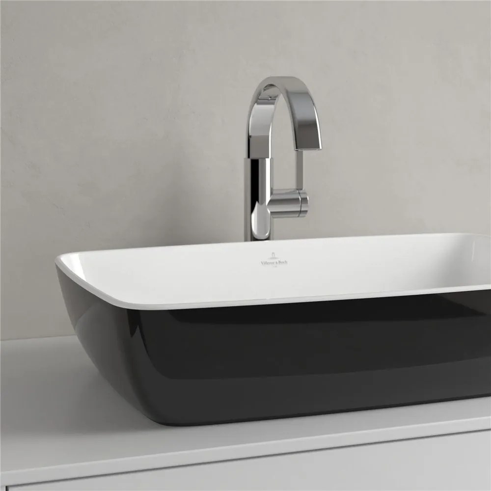 VILLEROY & BOCH Artis obdĺžnikové umývadlo na dosku bez otvoru, bez prepadu, 580 x 380 mm, Coal Black, 417258BCT8