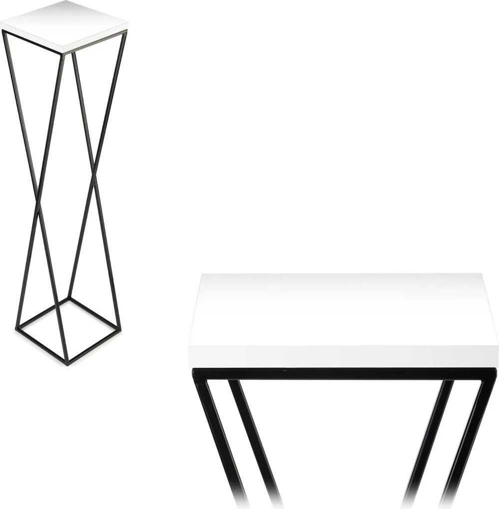 STOJAN NA KVETINÁČ LOFT6 100X24X24 CM ČIERNA/BIELA