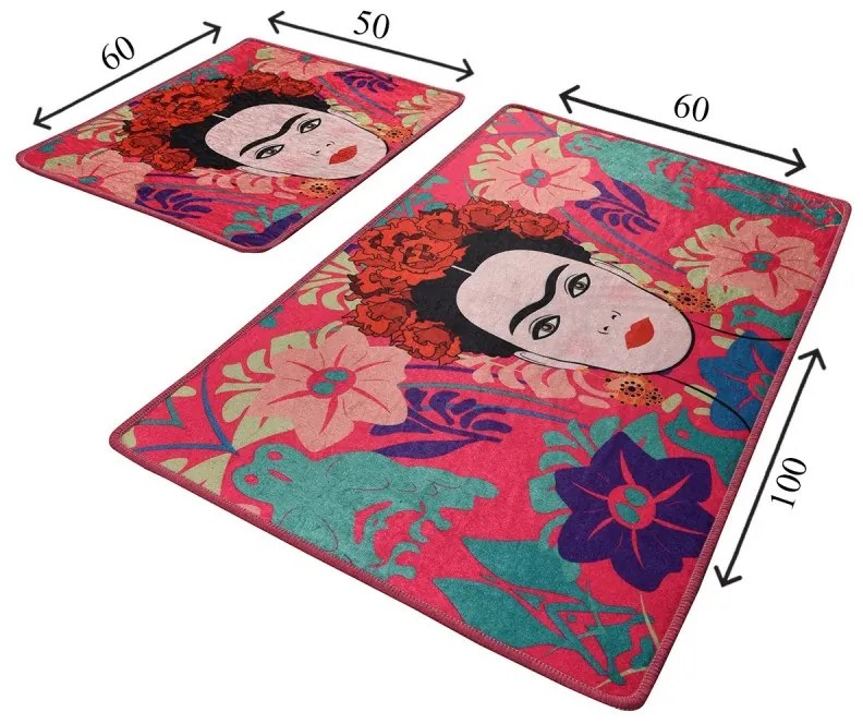 Súprava 2 kusov kúpeľňových predložiek Frida ružová