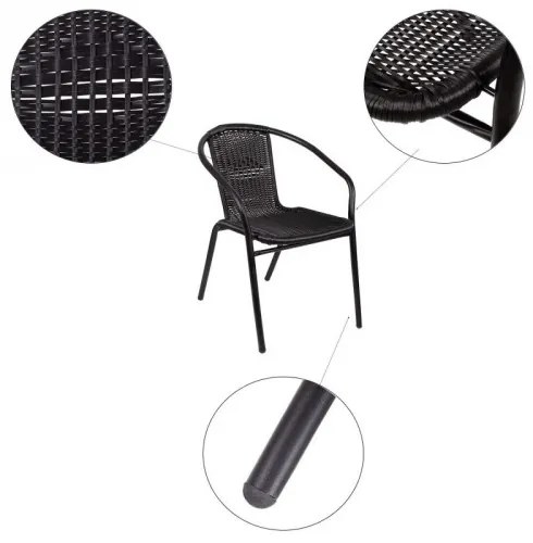 Záhradná pletená stolička SPRINGOS GF1011 - čierna