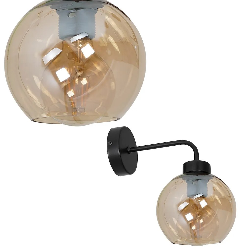 Nástenné svietidlo Sofia, 1x jantárové sklenené tienidlo, b