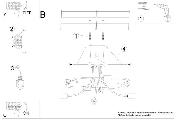 Sollux SL.1457 - Luster na tyči LEVAR 8xE27/15W/230V čierna