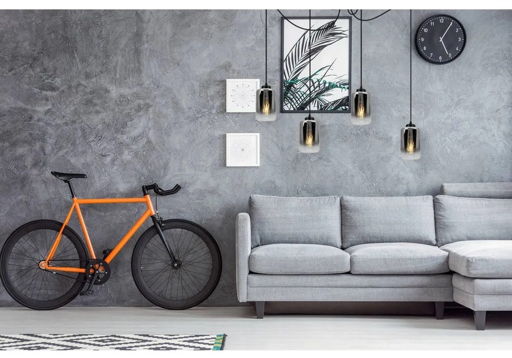 Závesné svietidlo Hella Spider, 4x sklenené tienidlo (mix 3 farieb)