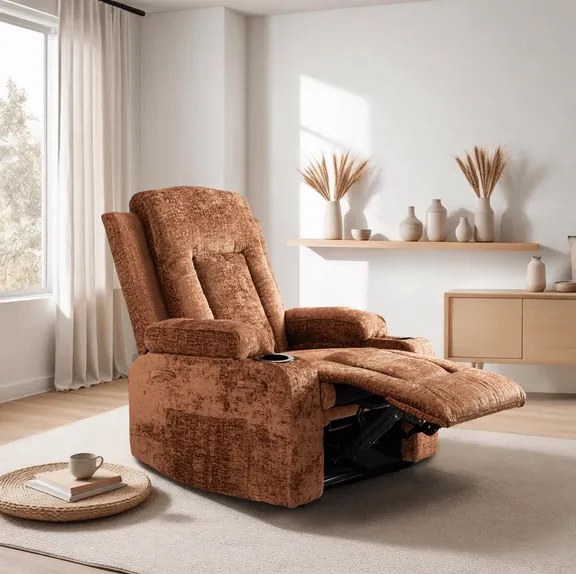 Masážne polohovateľné kreslo ARIEN hnedý zamat - vintino.sk