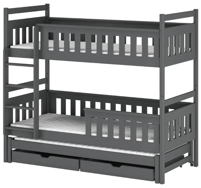 Detská posteľ 90 x 200 cm KARLA (s roštom a úl. priestorom) (grafit). Vlastná spoľahlivá doprava až k Vám domov. 1013314