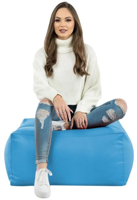 Taburetka svetlomodrá kocka ekokoža