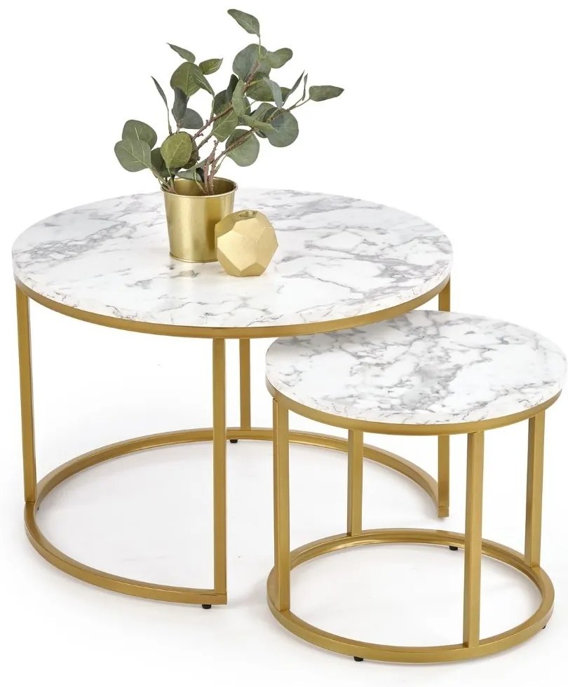 Konferenčný stolík Paola, mramor / zlatá