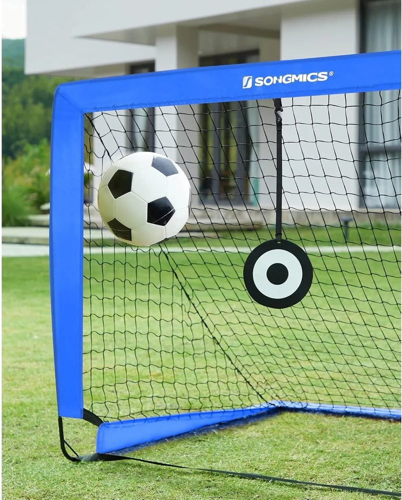 Sada 2 futbalových bránok, prenosné futbalové siete s terčmi, modrá farba