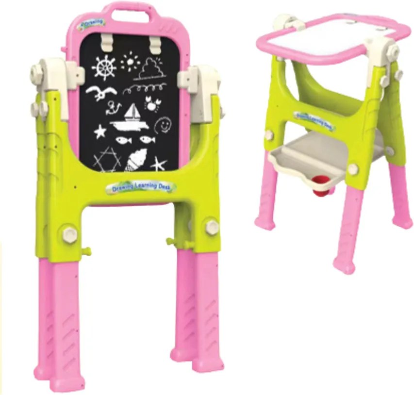 LEAN Toys Vzdelávacia tabuľa 5v1 so stoličkou Multifunkčné príslušenstvo Ružová