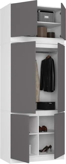 Skriňa s nadstavcom S 90 cm biela / sivá