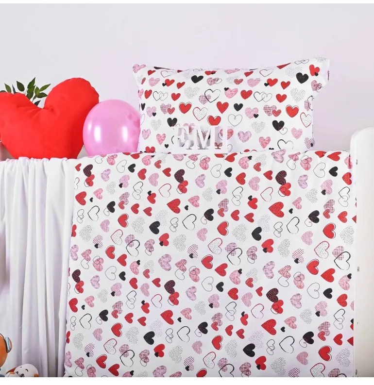 Obliečky detské bavlnené Srdiečka EMI, Detský set 90x130 + 45x65