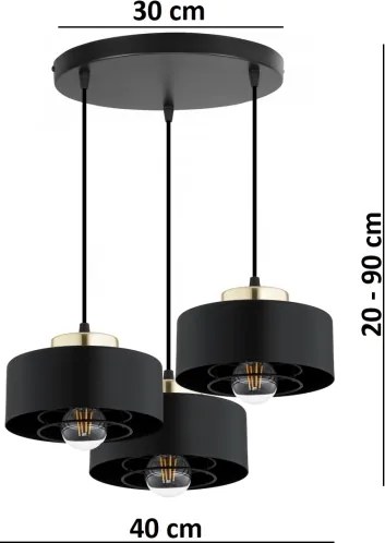 Brilagi - Luster na lanku SPRING 3xE27/60W/230V čierna/zlatá
