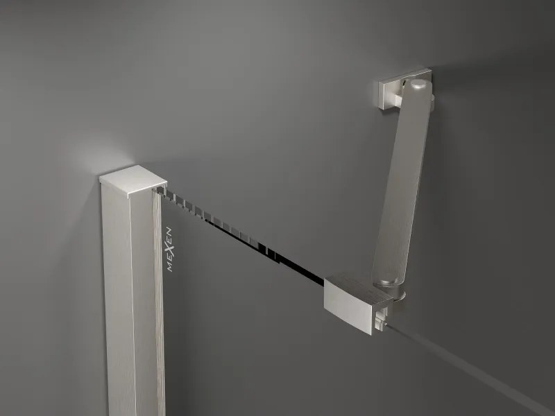 Mexen Velar Duo, posuvné sprchové dvere do otvoru 200 cm, 8mm sklo námraza, brúsená oceľ, 871-200-000-32-97