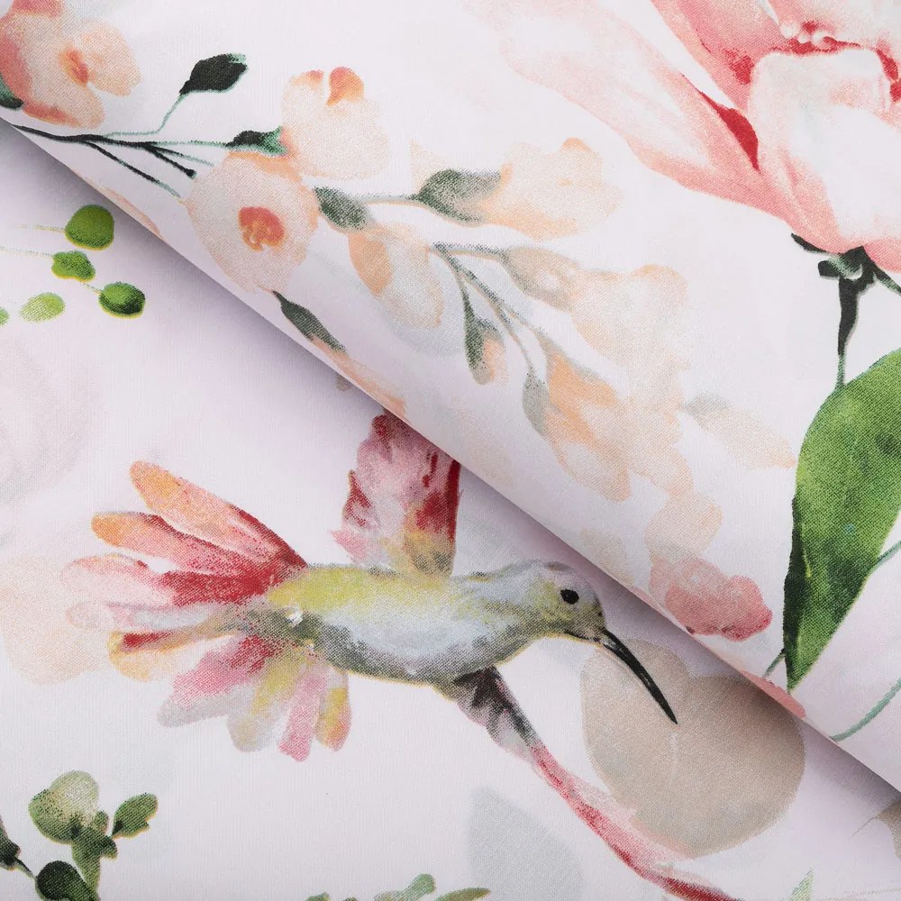 Biante Bavlnený štvorcový obrus Sandra SA-432 Vtáci medzi kvetmi 140x140 cm