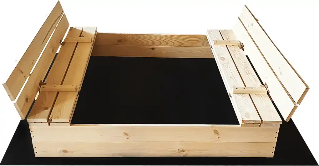 Drevobox Drevené pieskovisko s lavičkami 120 x 120 cm | Biano