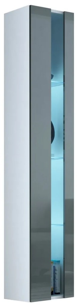 Vitrína 180 Zigo New, Osvetlenie: osvetlenie LED biele, Farby: biela / biely lesk