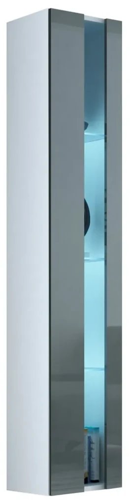 Vitrína 180 Zigo New, Osvetlenie: osvetlenie LED RGB - farebné, Farby: čierny / čierny lesk