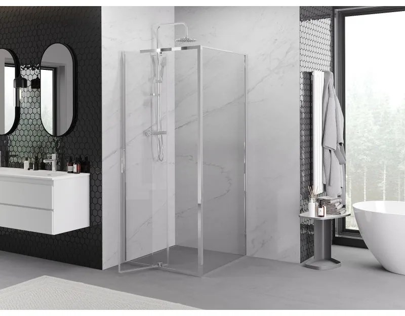 Mexen Exo, sprchovací kút s krídlovými dverami 100 x 100 cm, 6mm číre sklo, chrómový profil, 819-100-100-01-00