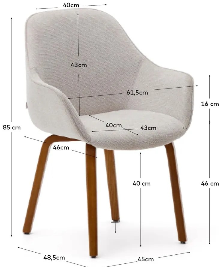 Béžové čalúnené jedálenské kreslo Aleli – Kave Home