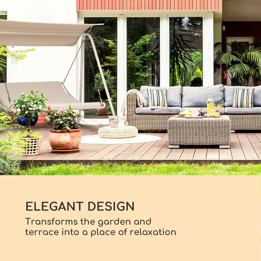 Garden Grove, záhradné ležadlo, swing bed, oceľový rám, slnečná strecha, polyester, piesková