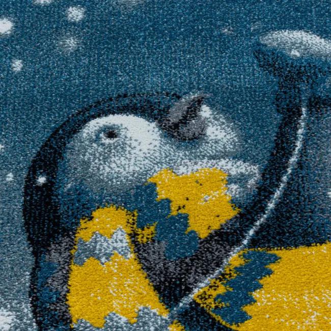 Detský koberec Funny tučniak, modrý