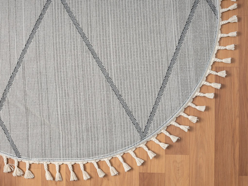 Kusový koberec Moroccan Charm weiß kruh, 190x190 (průměr) kruh, čiernobiela, obývacia izba, My Flair