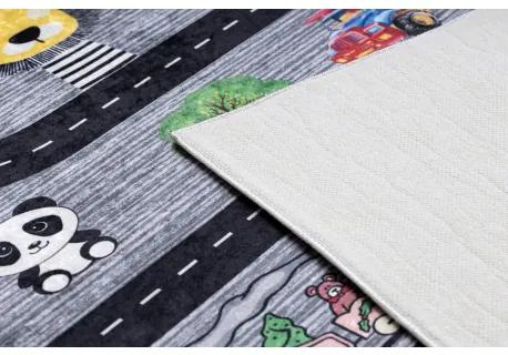 BAMBINO 2092 umývací koberec Ulicích, autá pre deti protišmykový - antracitová Veľkosť: 120x170 cm