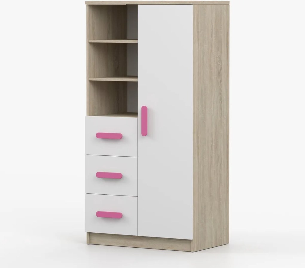 Regál SCOUT - dub sonoma/biely (viac variant)