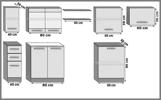 Kuchynská linka Belini 300 cm dub sonoma s pracovnou doskou Ella TOR ELLA/5/WT/DS/0/F